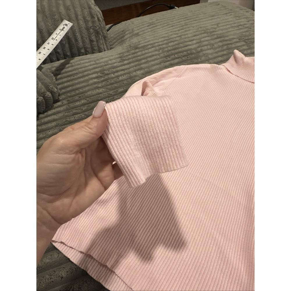 Vintage Womens Lauren Ralph Lauren Pink Ribbed Long Sleeve Turtleneck Sweater M - Picture 9 of 9